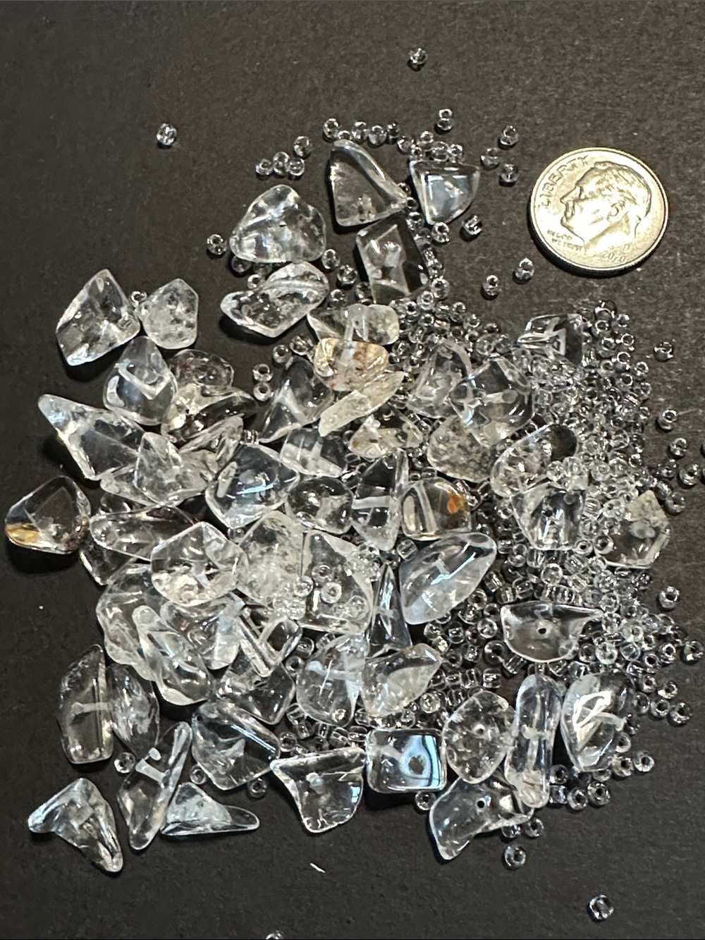 6.  Clear Quartz Chip & Seed Gem Stone Beads For Long Necklace